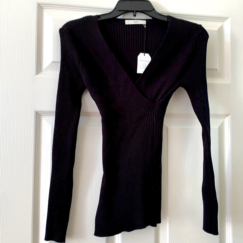 NWT BLACK wrap knit sweater